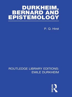 cover image of Durkheim, Bernard and Epistemology